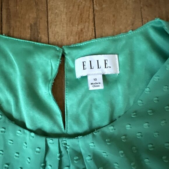 Elle Swiss Dot Green Sleeveless Dress Size 10 - Picture 2 of 7